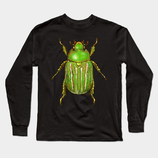 Green Jewel Beetle Long Sleeve T-Shirt by Naturascopia